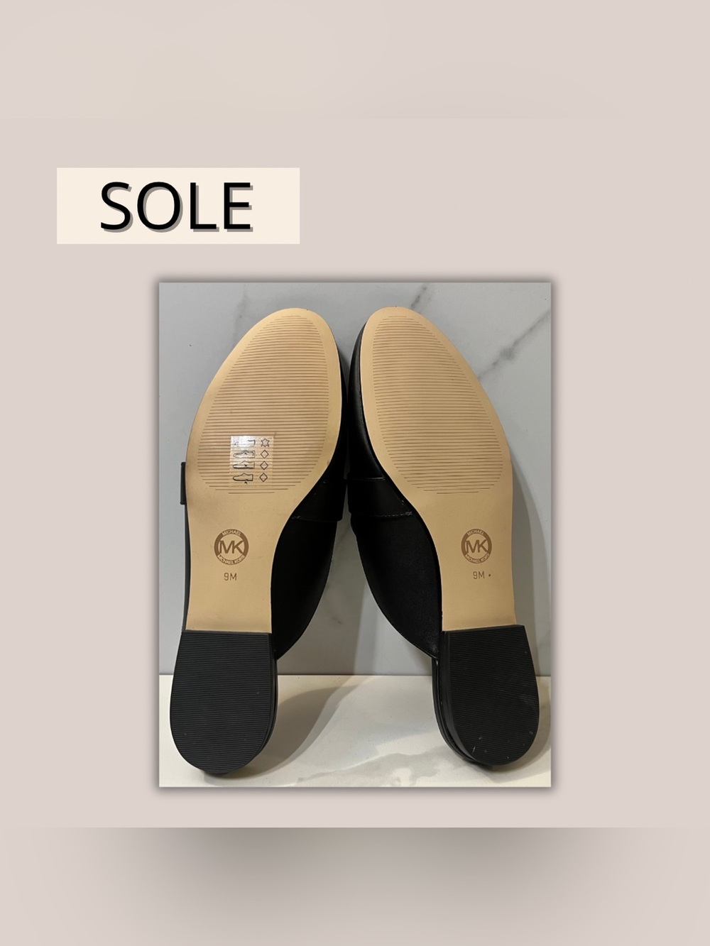 Michael Kors Black Leather Backless Loafer with Gold Accent - Picture 5 of 5